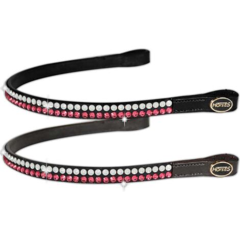 cob, Noir: Bridon anglais en cuir avec strass blanc et rouge (1/5)