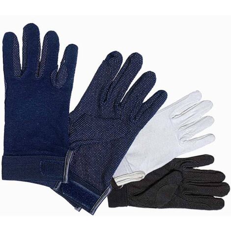 XS, Blanc 01: Gants d'équitation en coton Daslö avec balles en caoutchouc antidérapantes sur la paume de la main
