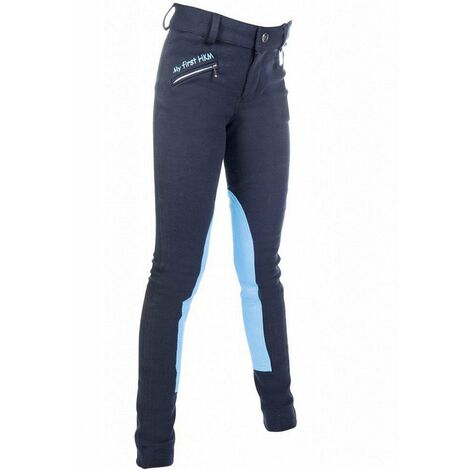 6/7 ans, Bleu marine et rose foncé 6939: Pantalon d'équitation d'été pour enfants Mon premier HKM
