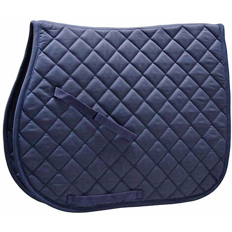 poney, Bleu marine: Selle anglaise rectangulaire en coton anatomique avec un édredon en losange doux