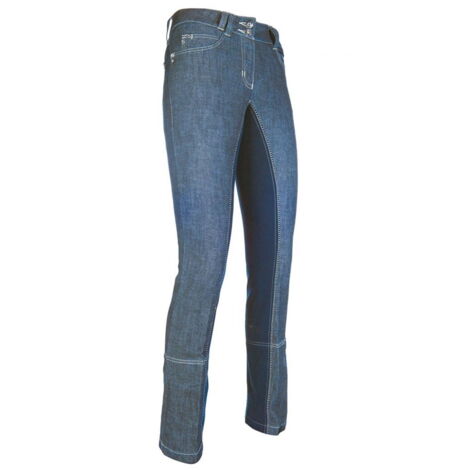 46, Jeans et bleu marine: Pantalon d'équitation respirant Jodhpur Miss Blink à taille haute pour femme avec renforts intérieurs de jambe