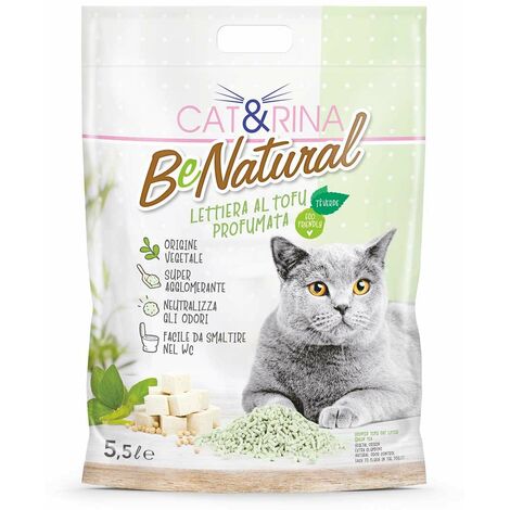Litière végétale BeNatural au tofu parfum thé vert 5.5 litres