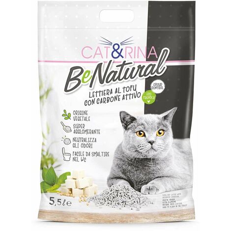 BeNatural litière végétale de tofu avec charbon de bois 5,5 litres
