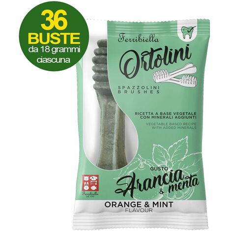 Snacks pour chiens Ortolotti goût orange et menthe 36 mini paquets de 2 chacun (1/3)
