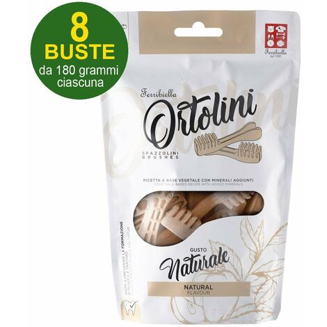 Snack Brosses à dents pour chiens Ortolini goût naturel Petit format 8 sachets de 180 g chacun (1/3)