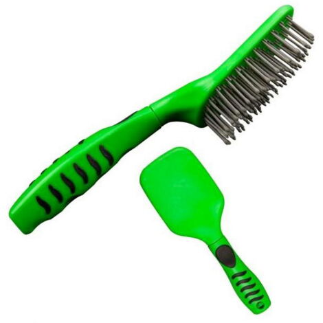 Vert citron - Brosse à queue et à crin avec manche ergonomique (1/2)