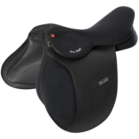 15", Noir: Selle d'obstacle en similicuir avec dos en daim