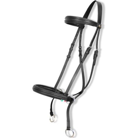 Pour en savoir plus :, Marron: Bridon sans mors pour chevaux avec mentonnière croisée Imperia modèle (1/3)