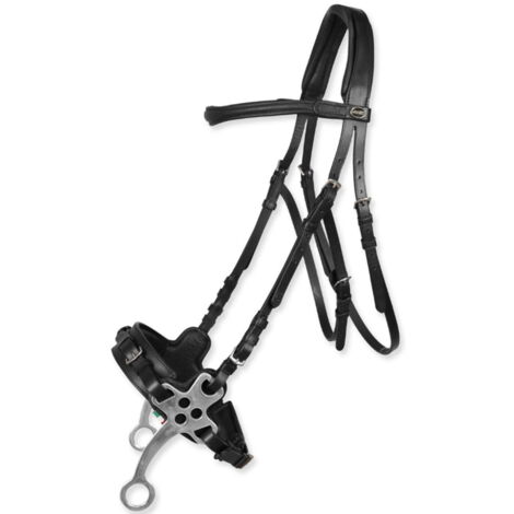 Pour en savoir plus :, Noir: Bride en cuir lisse avec hackamore Chevaux modèle Hawke
