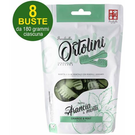 Ortolotti chiens brosse à dents snacks goût orange et menthe taille Medium 8 sachets de 180 g chacun (1/3)