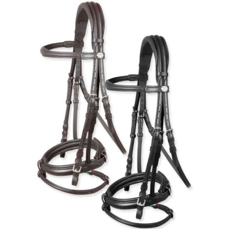 Pour en savoir plus :, Noir: Bridon rond confort Arezzo modèle chevaux en cuir lisse (1/5)