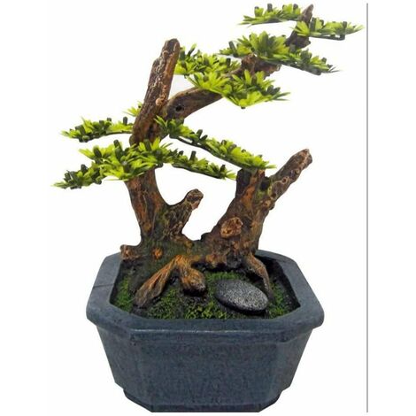 Bonsaï du Japon avec vase Amtra 15,5x12,5x2,5 cm décoration d'aquarium