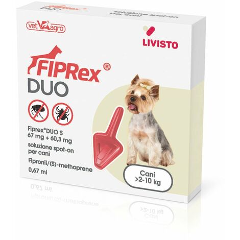 Fiprex Duo 1 pipette Spot-on contre les puces, les tiques, les poux et les acariens pour les petits chiens 2-10Kg (1/2)