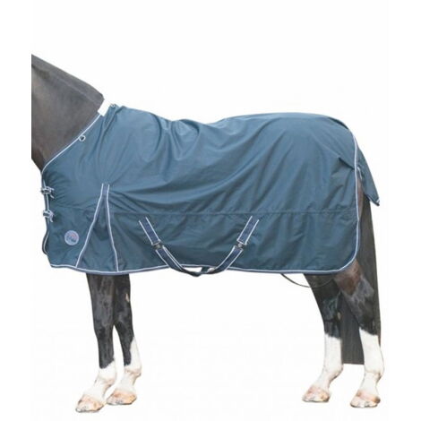 155 cm, Bleu marine: Couverture de paddock imperméable pour débutants, sans rembourrage, tissu extérieur 600 deniers avec col détachable (1/5)