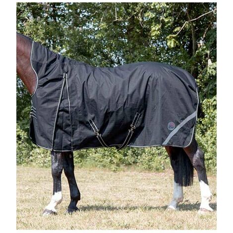 115 cm, Noir: Couverture de paddock imperméable Innsbuck avec rembourrage intérieur de 100 g avec bandes réfléchissantes et tissu extérieur de 1200 deniers (1/5)