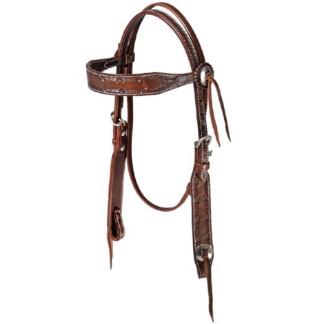 Taglia unica, Chocolat: Tête de lit western en cuir avec large bandeau et travail au fil barbelé