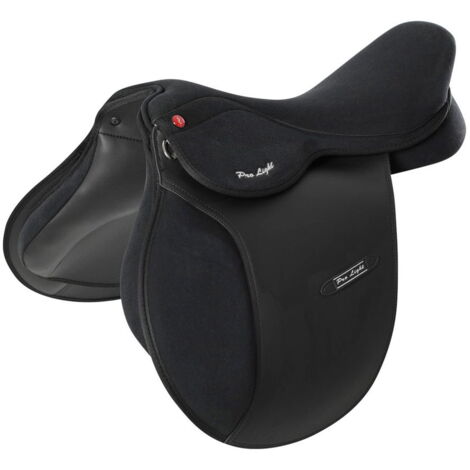 16", Noir: Selle d'obstacle en similicuir avec dos en daim