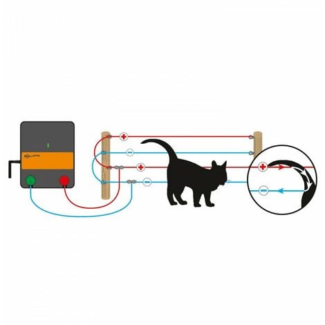Kit complet de clôture pour chats avec électrificateur 230V