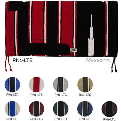 Bleu Noir Rn1-Lti - Tapis de selle western en tissu et feutre Navajo avec renfort en cuir (1/5)
