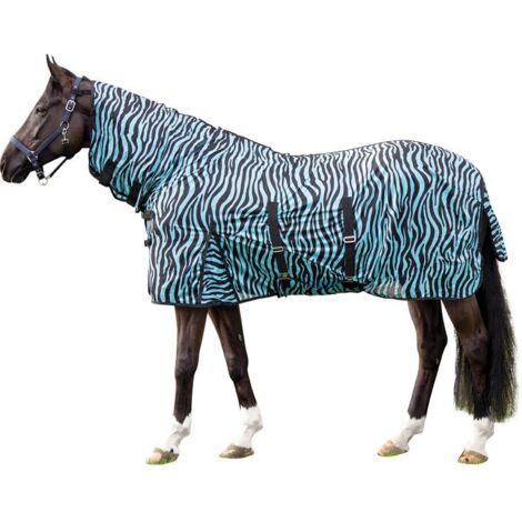 115 cm, Bleu d'eau et noir 5291: Couverture anti-mites modèle Zebra Aqua avec cou non détachable (1/5)