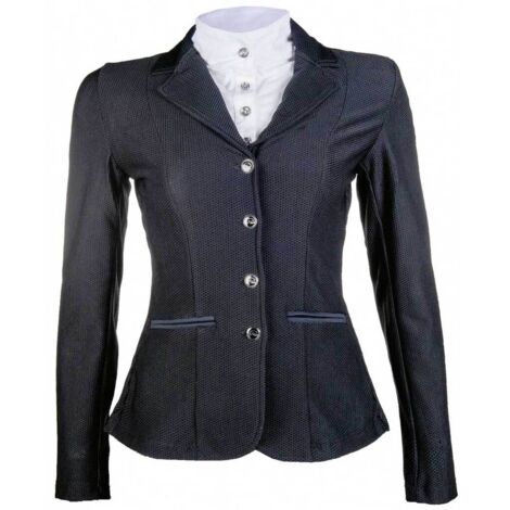 40, Noir 9100: Veste de compétition pour femme modèle Mesh Linda avec fentes au dos et grandes poches extérieures