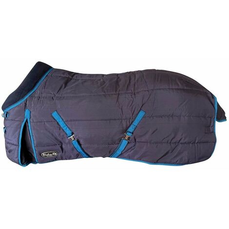 160 cm, Bleu marine: Couverture de box respirante et indéchirable 500g de rembourrage et col polaire modèle Kodiak (1/2)