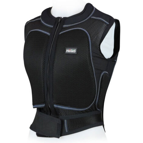 M, Noir: Modèle de gaine d'équitation protectrice Nouveau en tissu technique avec inserts en Lycra et panneaux amovibles de niveau 2