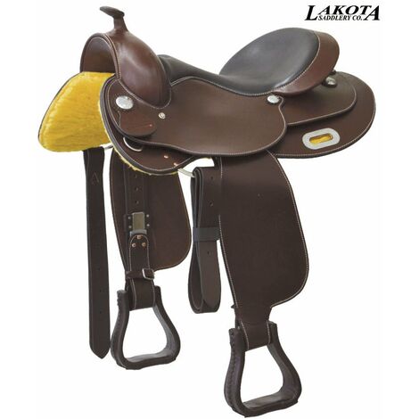 Selle Western Marron Foncé En Cuir Fait Main - 15 Pouces Pour Cheval De Trait