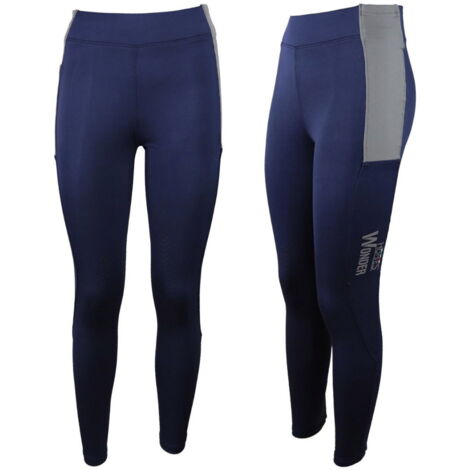 XS, Bleu: Leggings modèle Wonder pour femmes avec poignée intégrale antidérapante (1/5)