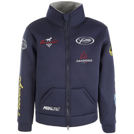 L, Bleu marine: Veste western multilogo unisexe avec doublure polaire (1/4)