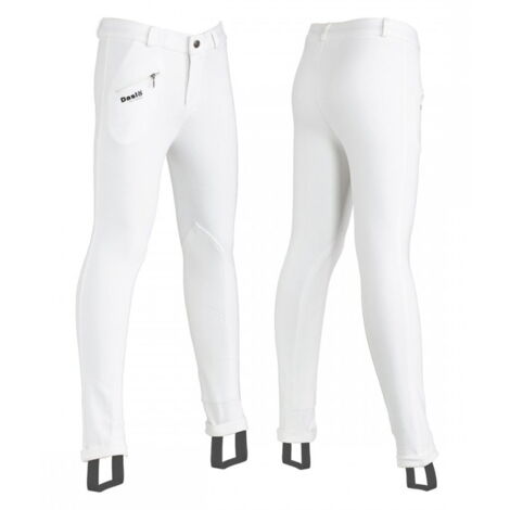 6 anni, Blanc 01: Pantalon d'équitation junior idéal 4 saisons poids 300g avec genouillères en daim