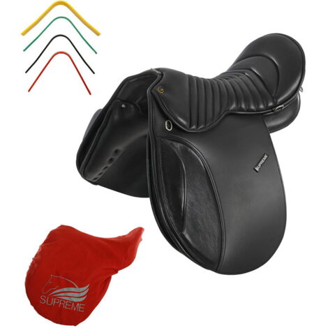 17", Noir: Selle de randonnée en cuir avec tige avec 4 arches interchangeables