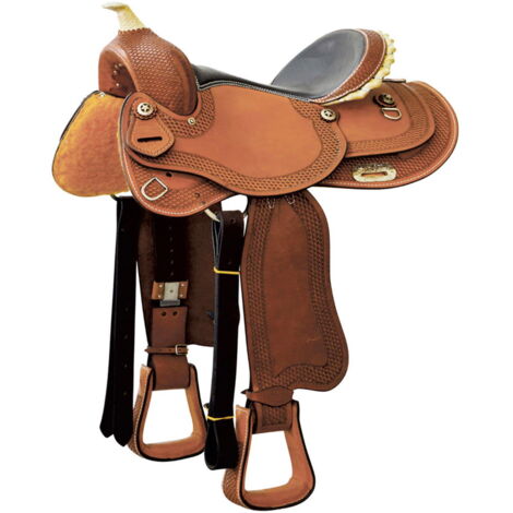 15,5", Marron: Selle western Arabian Denver modèle Rond avec jupe ronde