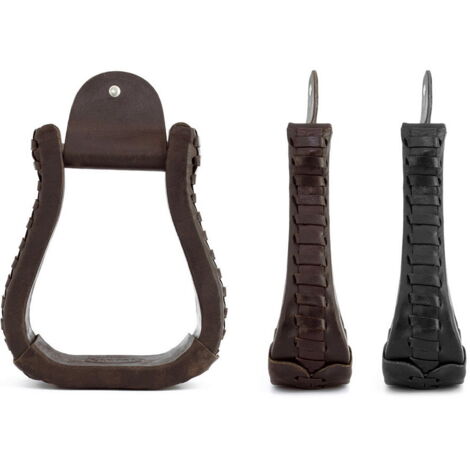 Noir - Etriers western en cuir