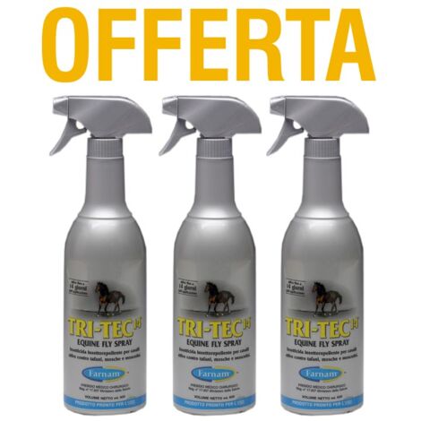 OFFRE 3 PACK. x 600 ml d'insectifuge TRI-TEC 14 pour chevaux contre les taons, les mouches et les insectes volants