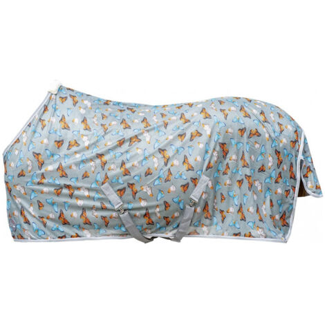 105 cm, Gris clair 9200: Couverture pour chevaux anti-mouches à motifs de papillons