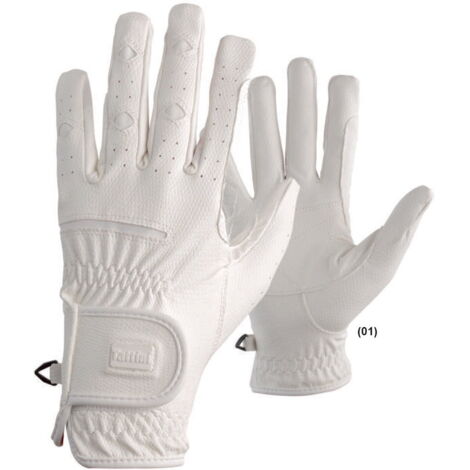 XS, Blanc: Gants d'équitation en matériau technique avec doubles inserts en Lycra
