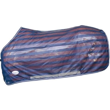110 cm, Bleu marine: Couverture en filet anti-mouches Valencia avec sangle de poitrine réglable par boucle