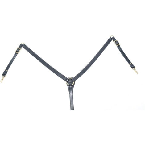 Full, Noir: Plastron de trekking en cuir réglable en forme de Y avec boucles en acier inoxydable (1/3)