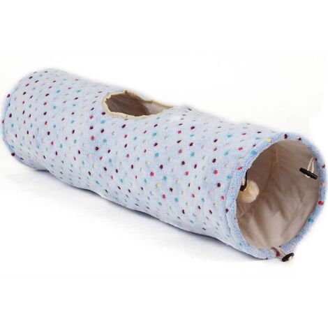 L'azur - Chenil à fourrure douce Tunnel avec boule et craquement pour chiens et chats (1/4)
