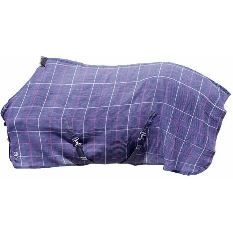 145 cm, Bleu foncé: Couverture en coton avec sangles et rembourrage du garrot Modèle Waffeloptik (1/3)