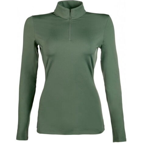 XS, Vert foncé: Chemise d'équitation thermique basique à col haut pour femmes (1/5)