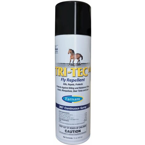 TRI-TEC 14 Spray insectifuge continu 360° pour chevaux contre les taons, mouches et insectes volants avec filtre solaire 425 g