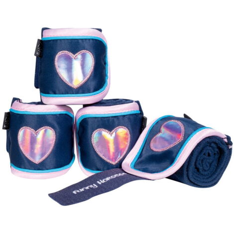 100 cm, Bleu marine 6900: Lot de 4 bandes en polaire anti-peluche pour poney et chevaux de trait Modèle Funny Horses (1/4)