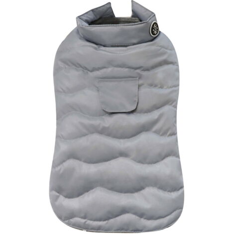 25 cm: Veste matelassée imperméable grise Eco Leaves avec doublure en polaire pour chiens (1/2)