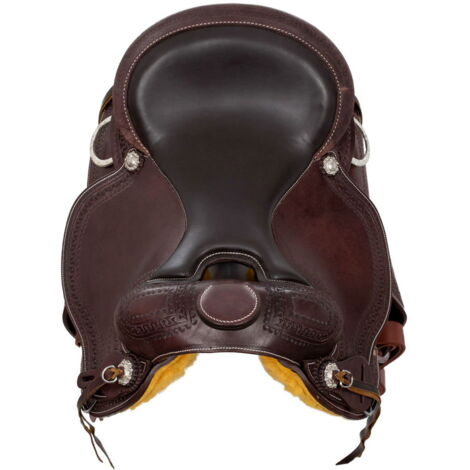 Sac De Selle Cuir Showman – Huile Foncée Avec Conchos – Neuf – Équitation