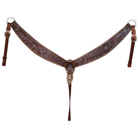 Taglia unica cob/full, Marron: Plastron western Lakota en cuir fleurs