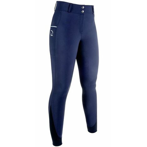 42, Bleu marine 6900: Pantalon d'équitation Comfort FLO full grip pour femme