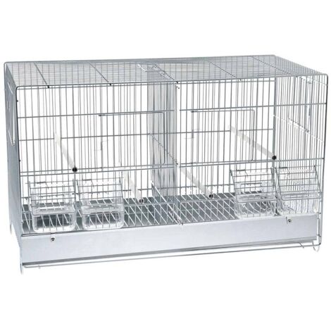 Cage à oiseaux double en métal 55 x 27 x 35 cm – Accessoires en plastique inclus – Pour oiseaux de taille moyenne – Structure robuste et durable – Ferribiella