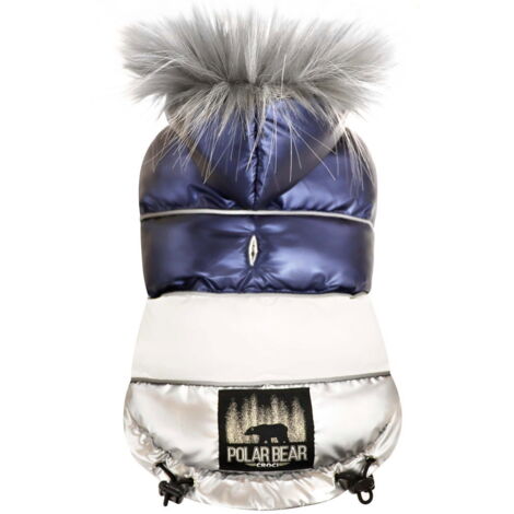 55 cm: Veste matelassée imperméable avec doublure en velours bleu Polar Bear pour chiens (1/2)